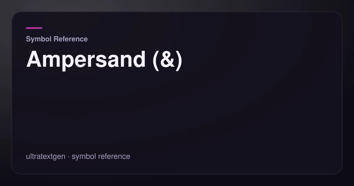 Ampersand (&) — title card for the symbol reference article on UltraTextGen.